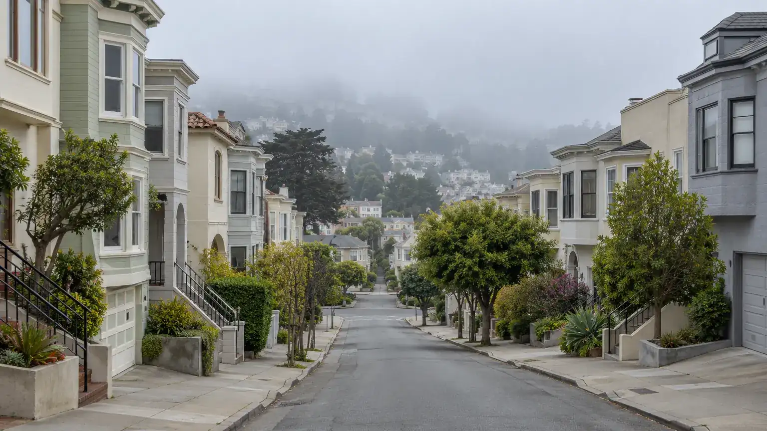 Typical neighborhood street in the San Francisco area
